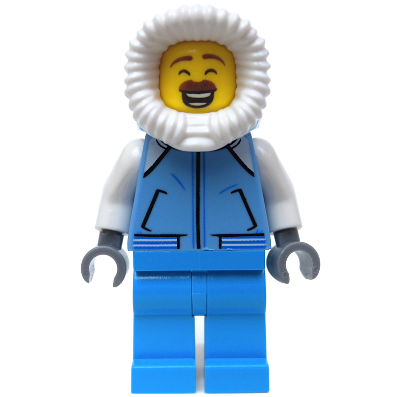 LEGO Man, Medium Blue Jacket, Dark Azure Legs, Hood, Moustache (fig-007576)