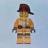 Fireman, Bright Light Orange Fire Suit, Dark Red Helmet, Orange Sunglasses