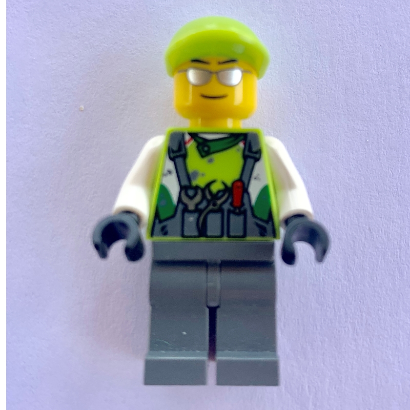 LEGO Crew Member Lime Torso, Dark Bluish Grey Legs 1 (fig-007603)
