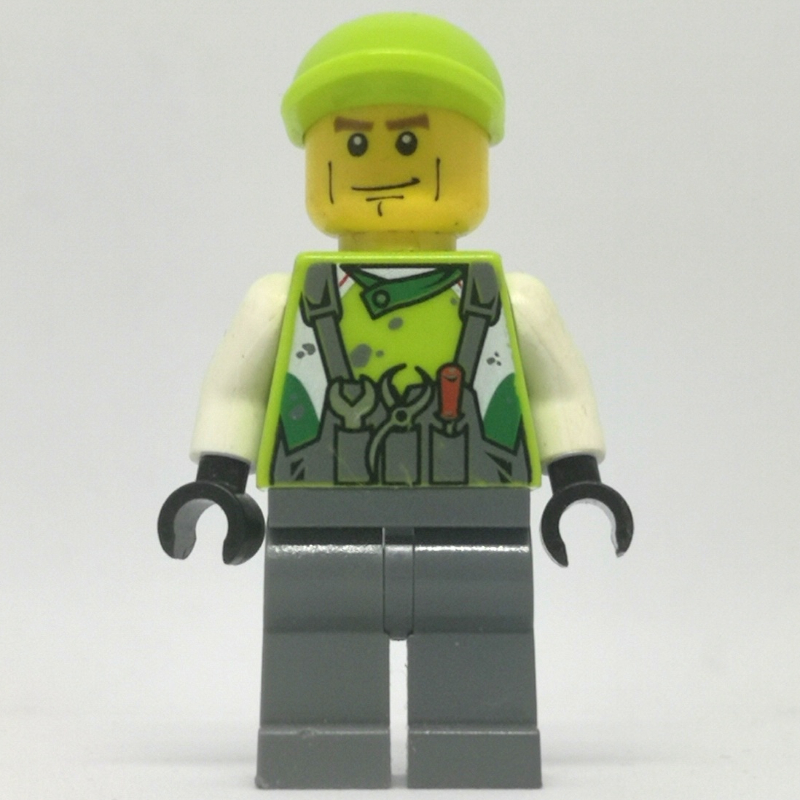 LEGO Crew Member Lime Torso, Dark Bluish Grey Legs 2 (fig-007604)