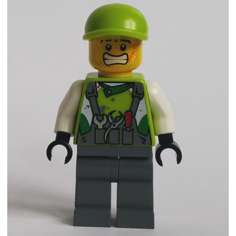 LEGO Crew Member Lime Torso, Dark Bluish Grey Legs 3 (fig-007605)