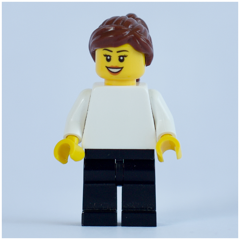 LEGO White Torso, Black Legs, Reddish Brown Hair, Female (fig-007645)