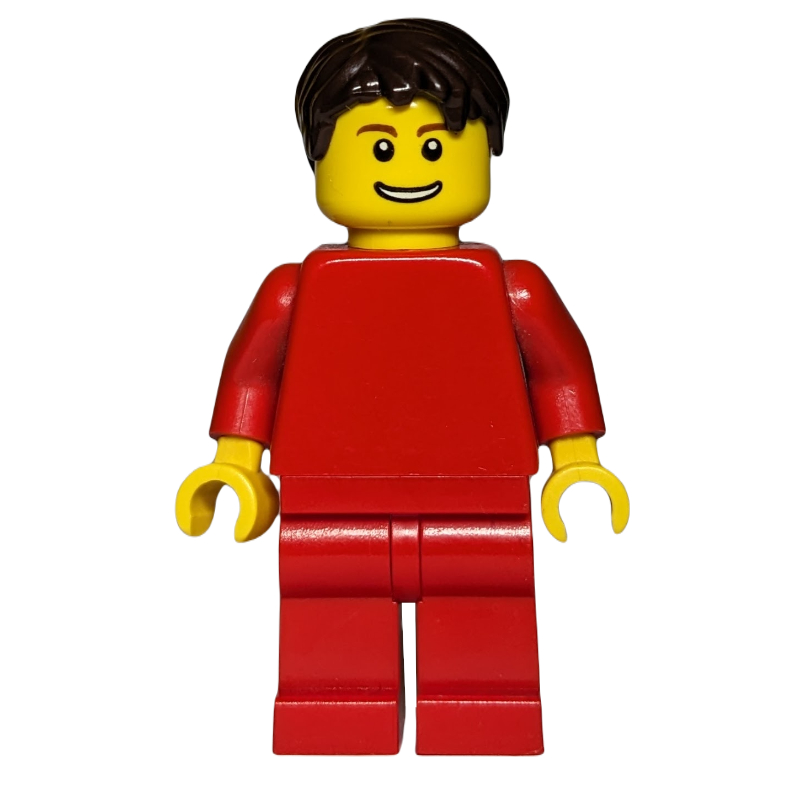 LEGO Red Torso, Red Legs, Dark Brown Hair (fig-007646)