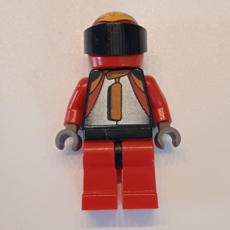 LEGO Race Driver, Black Torso, Red Legs, Red helmet (fig-007649)