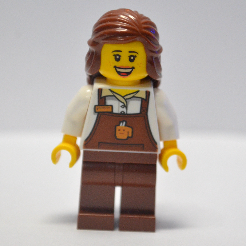 LEGO Barista, White Torso, Reddish Brown Apron (fig-007651)