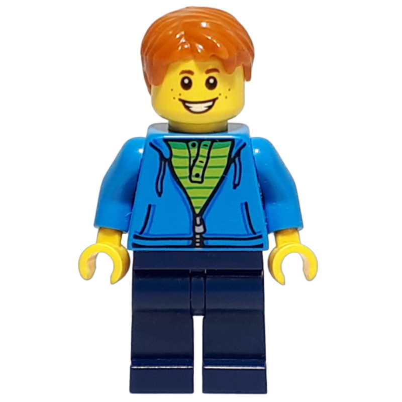 LEGO Dark Azure Torso, Dark Blue Legs, Dark Orange Hair (fig-007654)