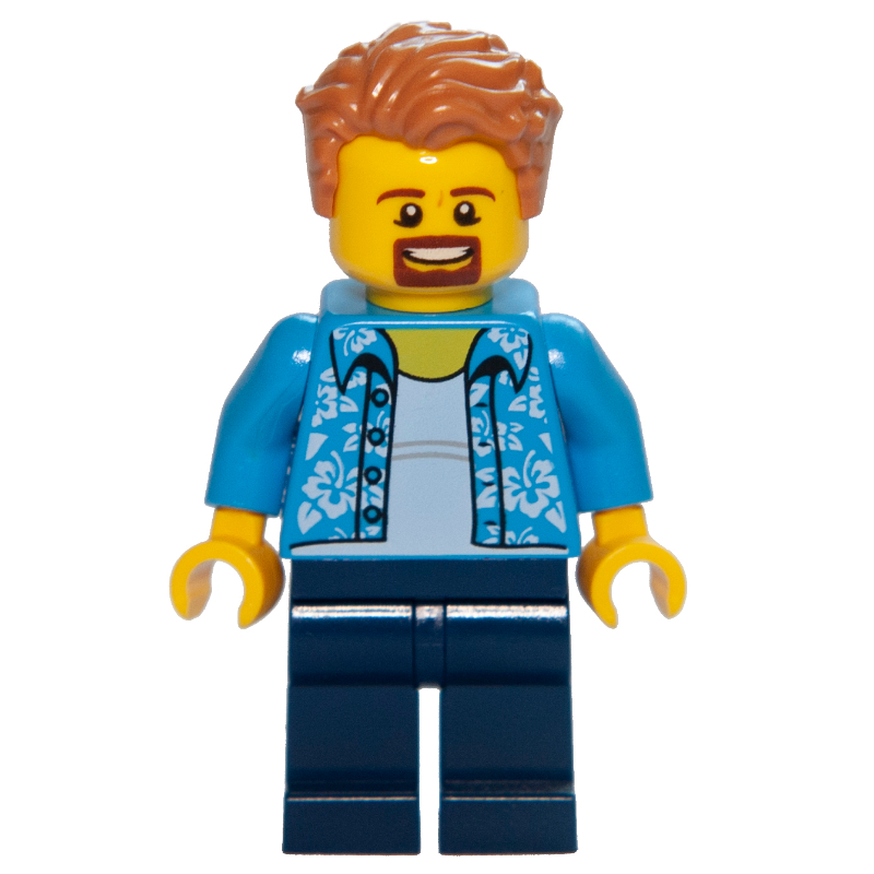 LEGO Dark Azure Torso, Dark Blue Legs, Medium Nougat Hair (fig-007660)