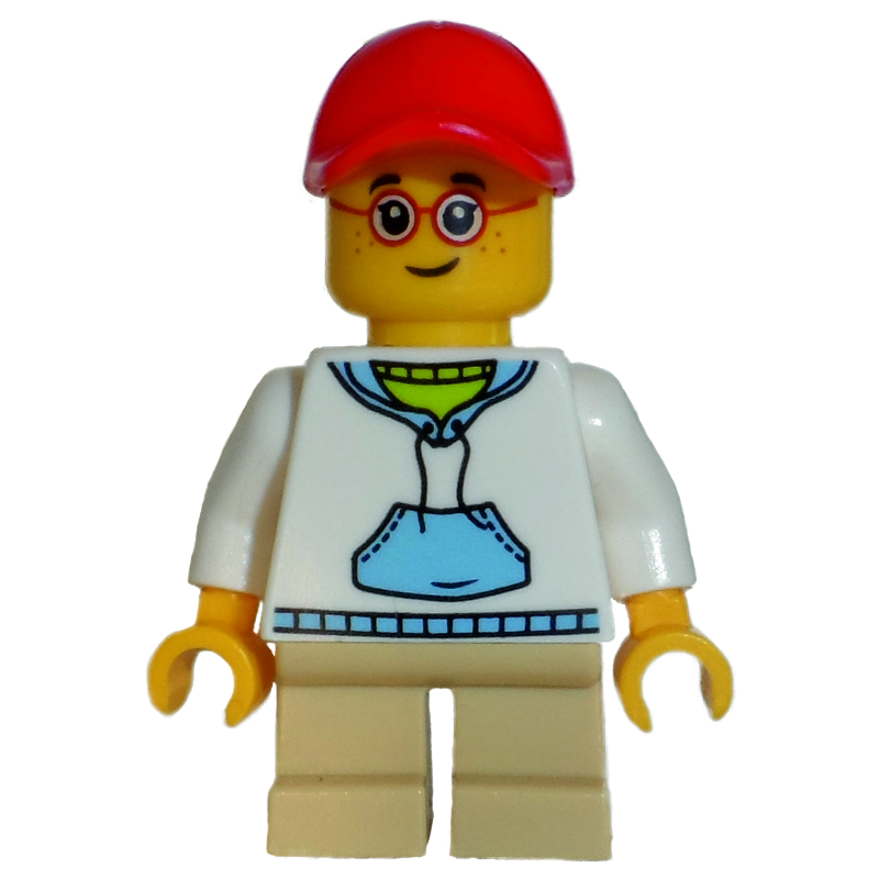 LEGO Kid - White Torso, Tan Legs, Red Cap (fig-007661)