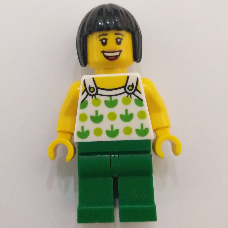 LEGO White Torso, Green Legs, Black Hair (fig-007663)