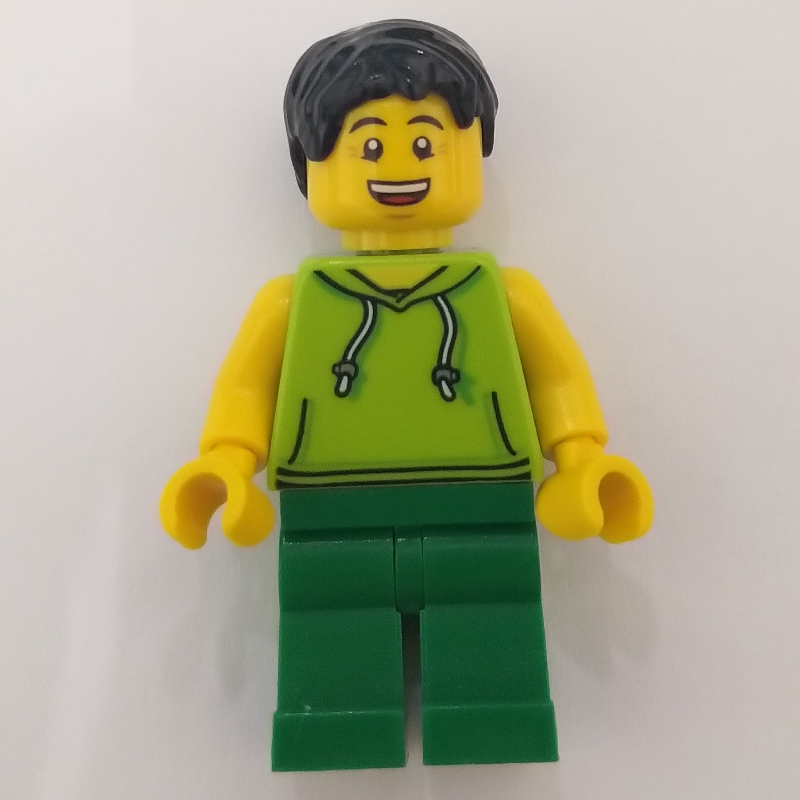 LEGO Lime Torso, Green Legs, Black Hair (fig-007665)