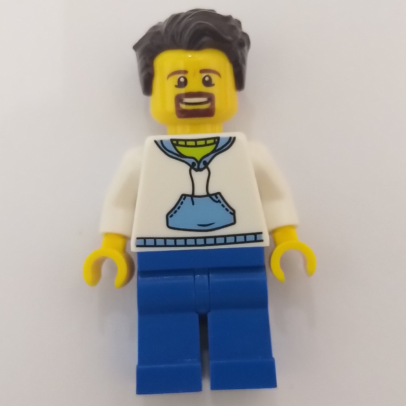 LEGO White Torso, Blue Legs, Dark Brown Hair (fig-007666)