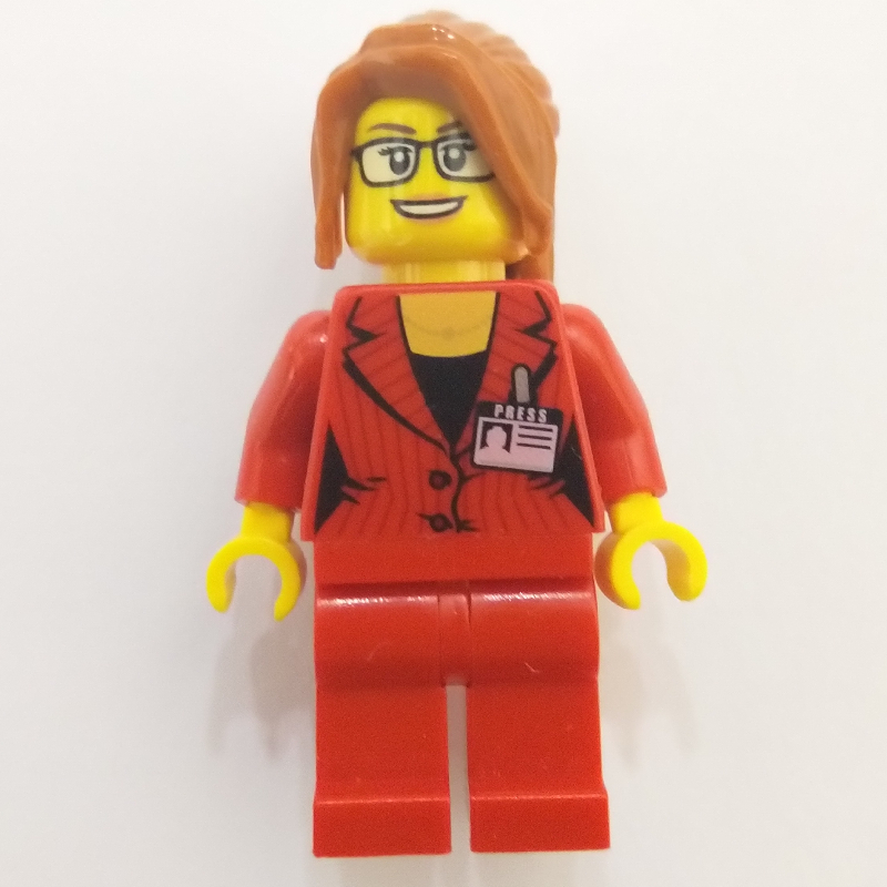 LEGO Red Jacket Torso, Red Legs, Dark Orange Hair, Glasses (fig-007669)
