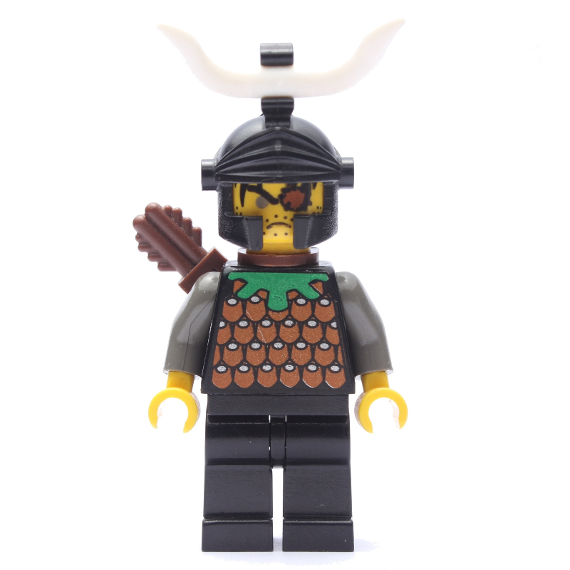 LEGO Archer (Knights Kingdom I) - Gilbert the Bad, Black Helmet, Horn (fig-007671)