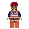 Train Worker, Orange Safety Vest with Train Logo, Orange Legs, Red Hard Hat, Glasses and Beard