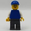 Woman, Plain Blue Torso, Dark Bluish Gray Legs, Blue Cap