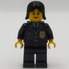 Policewoman, Black Jacket with Badge, Pocket, and Black Tie, Black Hair