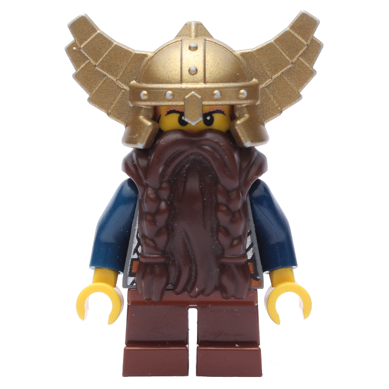 LEGO Dwarf, Armor with Shoulder Strap, Short Reddish Brown Legs, Beard, Winged Helmet (fig-007735)