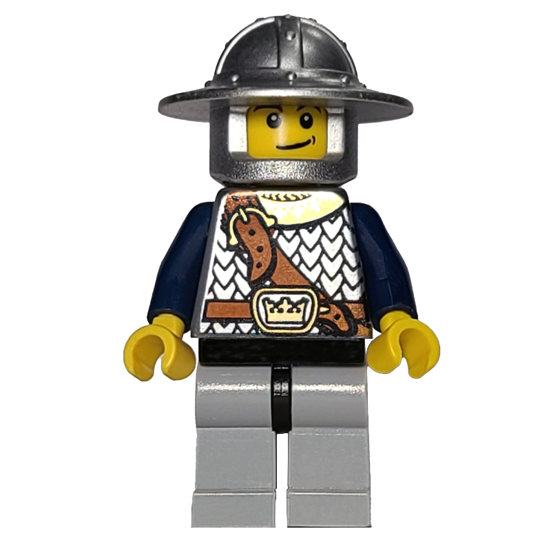 LEGO Knight, Armor with Shoulder Strap, Light Bluish Gray Legs, Wide Brimmed Helmet (fig-007736)