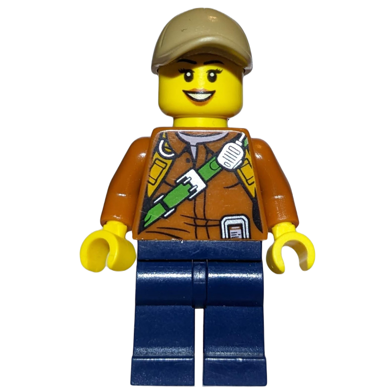 LEGO Explorer, Woman, Shirt with Straps and Radio, Dark Tan Cap (fig-007751)