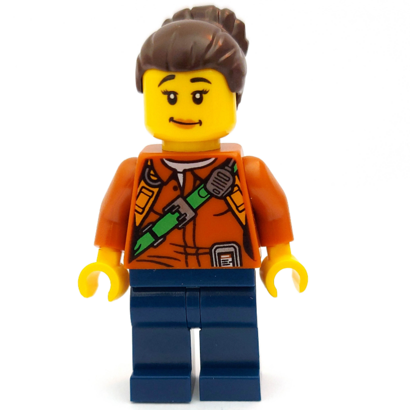 LEGO Explorer, Woman, Shirt with Straps and Radio, Dark Brown Hair (fig-007755)
