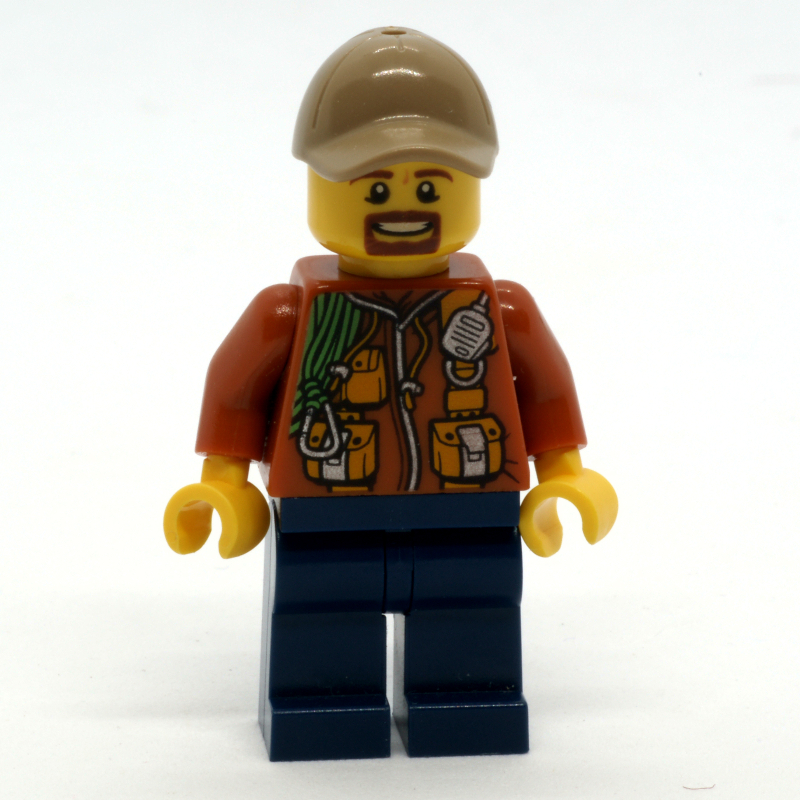 LEGO Explorer, Jacket with Pouches, Radio, and Rope, Dark Tan Cap, Goatee Beard (fig-007757)