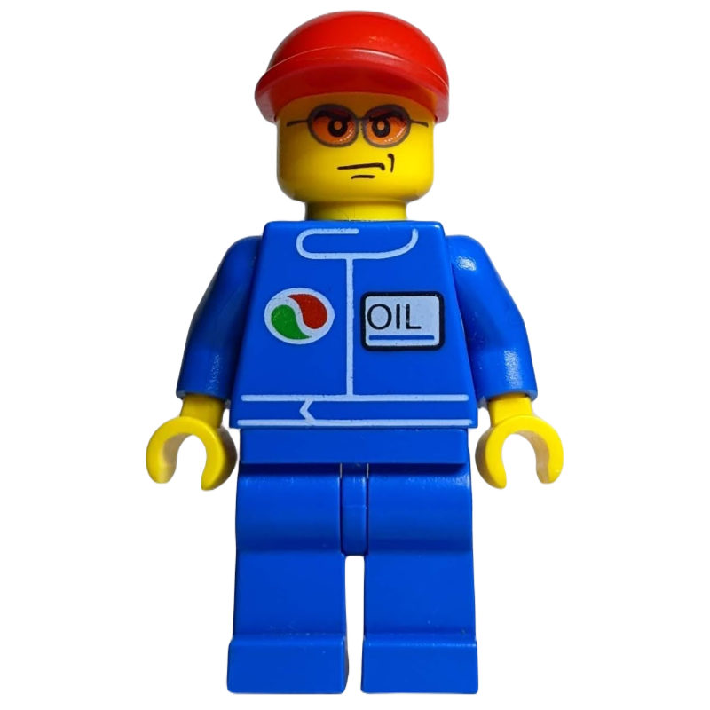 LEGO Racer, Blue Jumpsuit with Octan Logo, Red Cap, Orange Sunglasses (fig-007762)