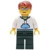 Man, White and Blue Hoodie, Dark Green Legs, Dark Orange Hair, Sunglasses