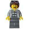 Criminal, Open Light Bluish Gray Jacket over Prison Shirt, Reddish Brown Hat with Goggles