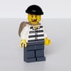 Criminal, Prison Shirt with #50380, Dark Bluish Gray Legs, Black Hat, Dark Tan Back Pack, Open Mouth