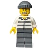 Criminal, Prison Shirt with #50380, Dark Bluish Gray Legs, Dark Bluish Gray Hat, Gold Tooth