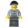 Criminal, Open Light Bluish Gray Jacket over Prison Shirt, Black Hat, Gold Tooth
