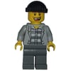 Criminal, Open Light Bluish Gray Jacket over Prison Shirt, Dark Bluish Gray Legs, Black Hat, Missing Tooth (3626b Head)
