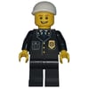 Policeman, Black Suit with Badge, White Cap, Open Mouth