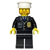 Policeman, Black Suit with Badge, White Hat, Brown Beard