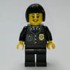 Policewoman, Black Suit with Badge, Black Hair