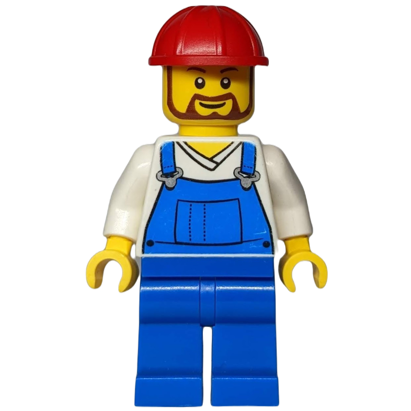 LEGO White Torso, Blue Overall, Red Helmet (fig-007820)