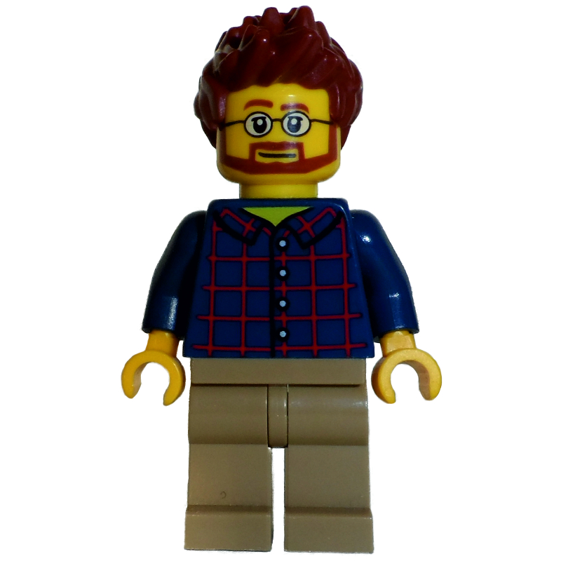 LEGO Dark Blue Torso, Dark Tan Legs, Reddish Brown Hair (fig-007821)