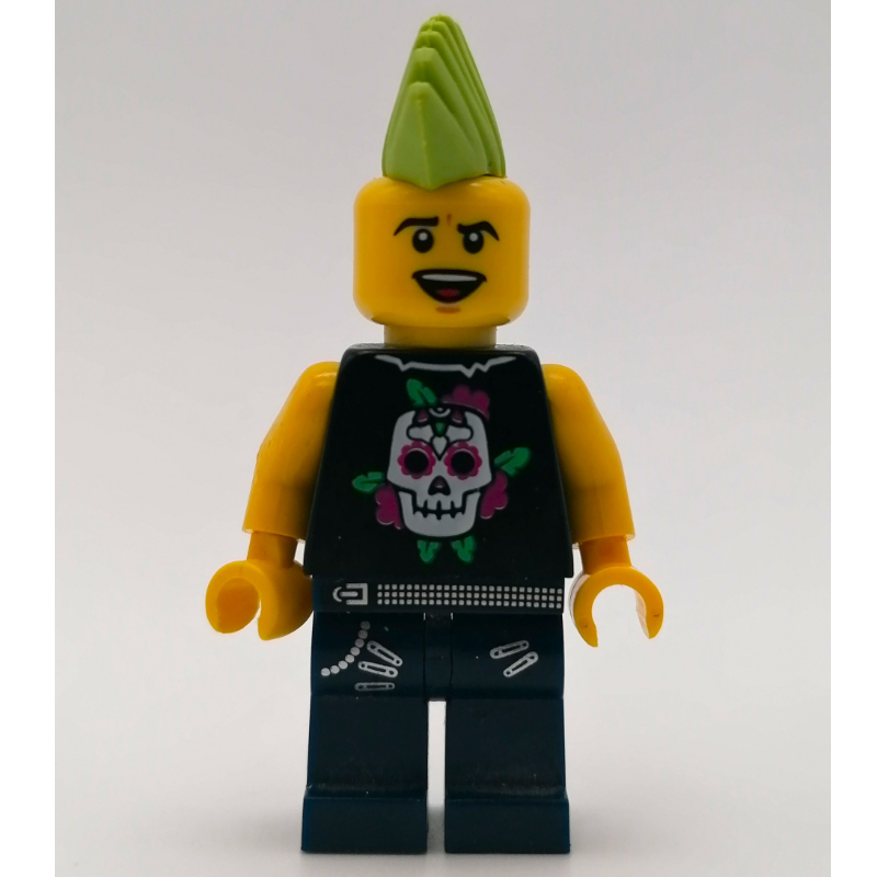 LEGO Rock Band - Black Torso, Dark Blue Legs, Lime Mohawk (fig-007822)