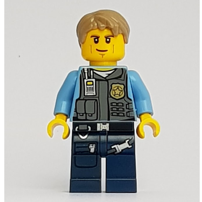 LEGO Chase McCain, Dark Bluish Gray Vest with Radio, Badge and Pouches over Medium Blue Shirt, Dark Blue Legs (fig-007849)