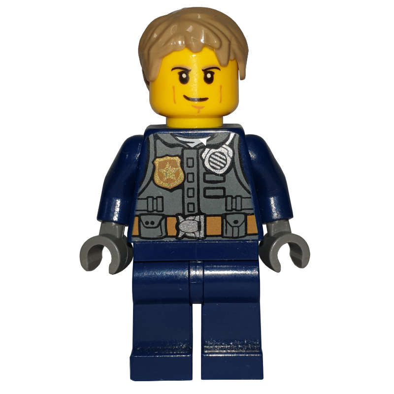 LEGO Chase McCain, Dark Bluish Gray Vest with Radio, Badge and Pouches over Dark Blue Shirt (fig-007850)