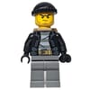 Criminal, Open Black Jacket over Prison Shirt, Dark Bluish Grey Legs, Black Hat, Dark Tan, Stubble