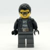 Criminal, Open Black Jacket over Prison Shirt, Dark Bluish Grey Legs, Black Hair, Black Eyemask