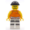 Criminal Simon Sin, Orange Vest with #92116 and Waist Tied Prison Shirt, Black Hat, Moustache