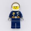 Policewoman, Dark Blue Jacket with Radio, Badge, and Belt with Pouches, White Helmet with Trans-Brown Visor, Smirk (3626cpr2113 Head)