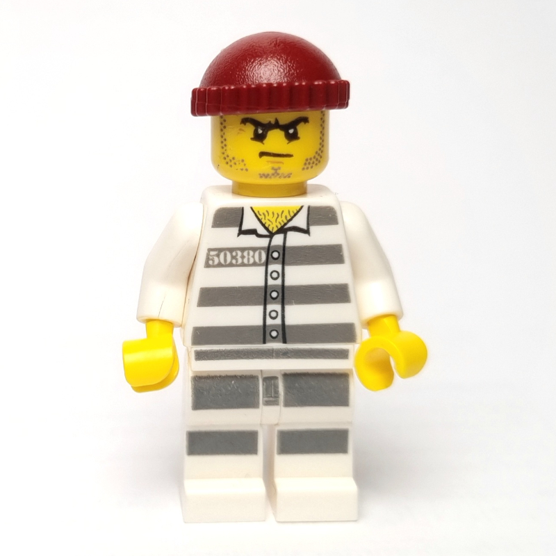 LEGO Criminal, Prison Shirt with #50380, Dark Red Hat (fig-007914)