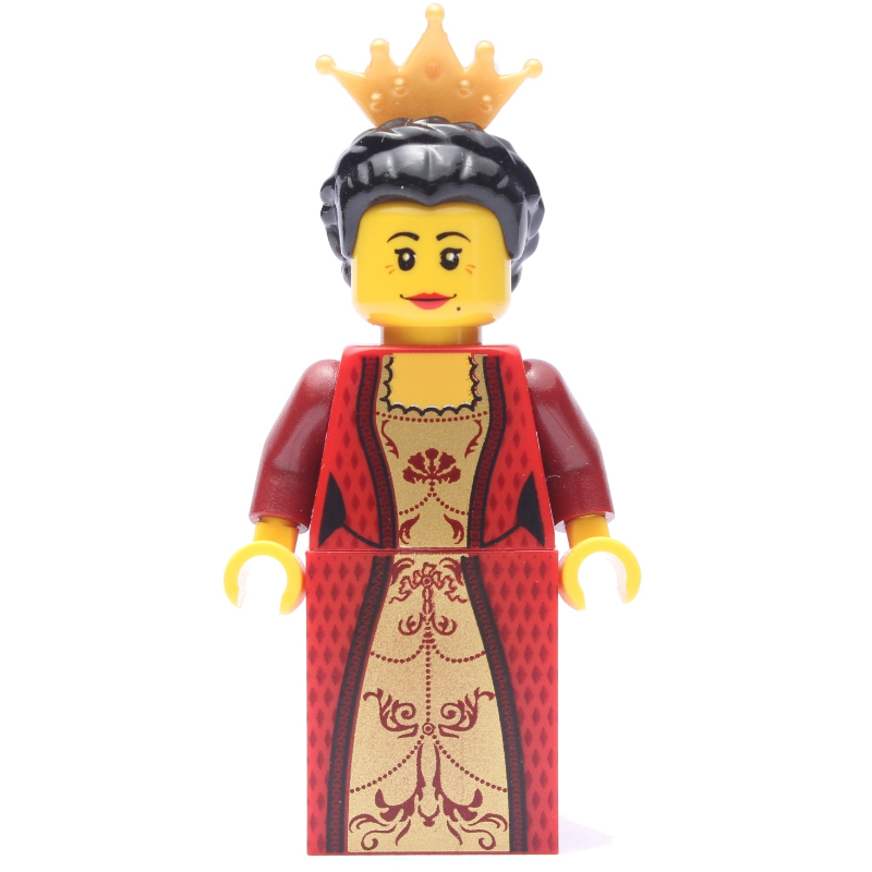 LEGO Queen - Red Torso, Red Slope for Legs, Black Hair (fig-007927)