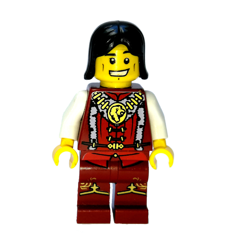 LEGO Prince - Dark Red Torso, Dark Red Legs, Black Hair (fig-007928)
