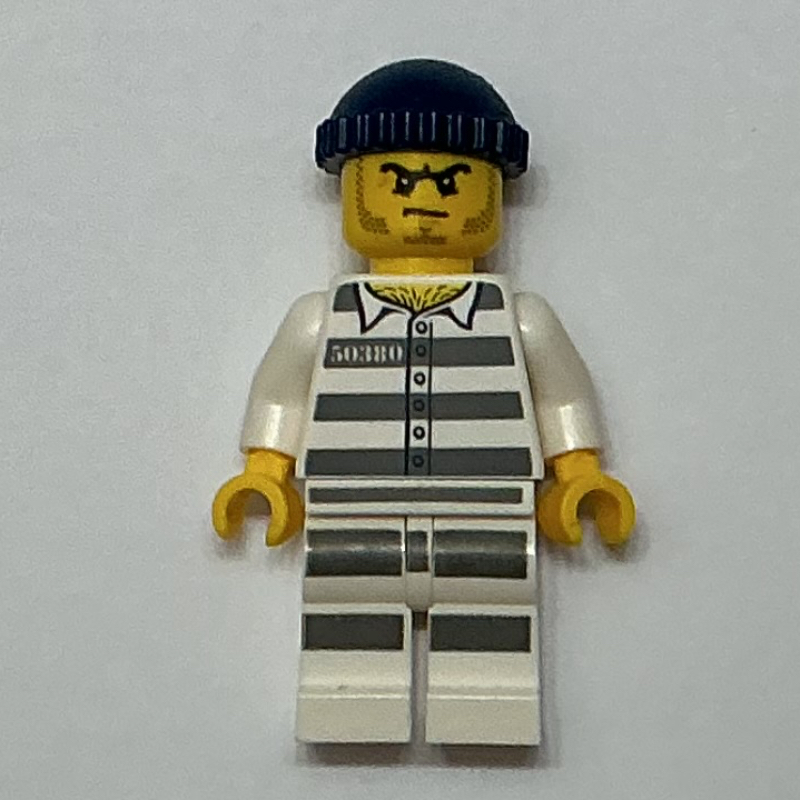 LEGO Criminal, Prison Shirt with #50380, Dark Blue Hat (fig-007937)