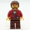 Criminal, Red Jacket over Prison Shirt, Reddish Brown Hair, Beard