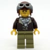 Criminal, Open Dark Brown Jacket over Prison Shirt, Reddish Brown Hat with Goggles